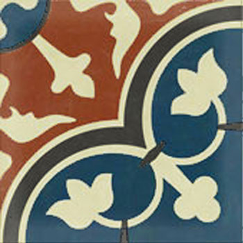 Mosaic House Moroccan tile Maison C10-43-4-42 Brick Red Indigo, blue Black Vanilla, gray  cement, encaustic, field, pattern, floral 